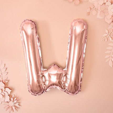 Ballon de baudruche Lettre W Or Rose Vide 35cm