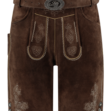 Lederhose Marron Hommes Short Avec Ceinture