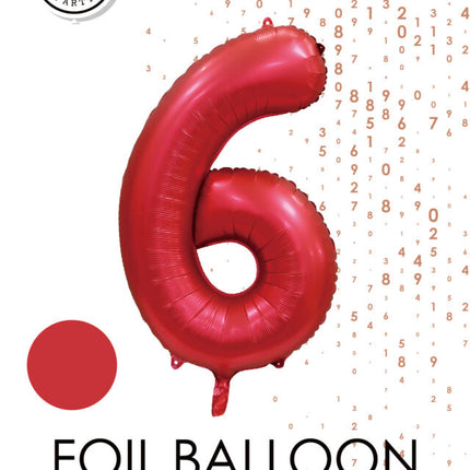 Ballon numéro rouge 6 ans brillant 86cm