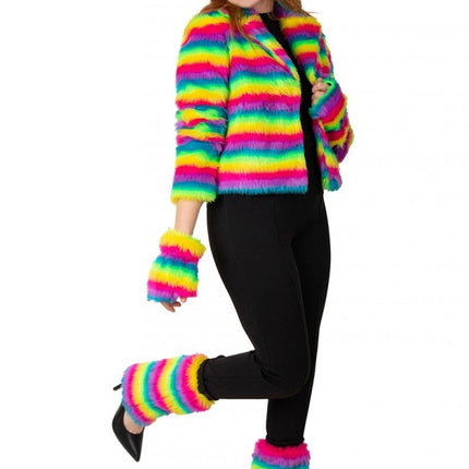 Manteau de fourrure Rainbow Stripe