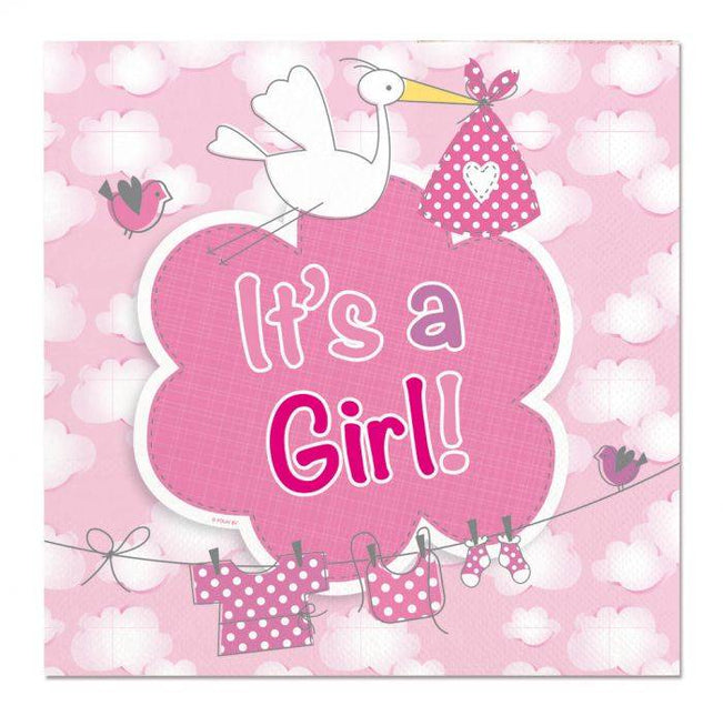Serviettes de naissance fille 25cm 20pcs