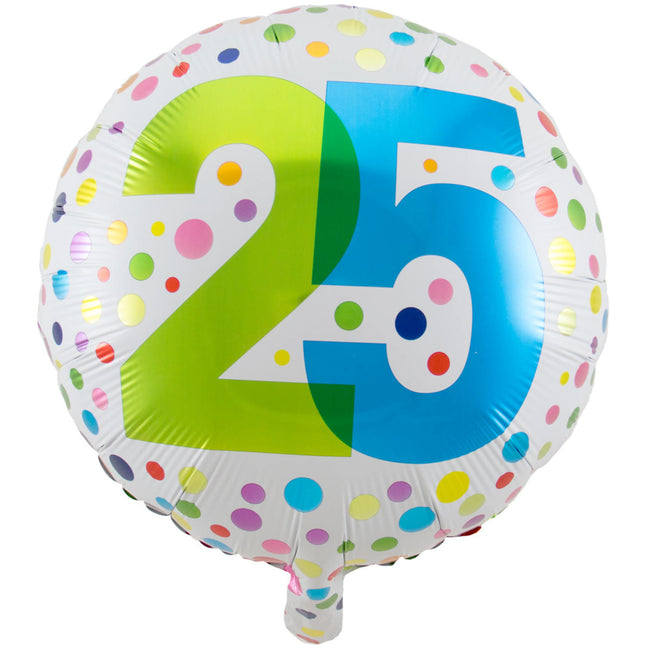 Ballon à l'hélium 25 ans Dots 45cm vide