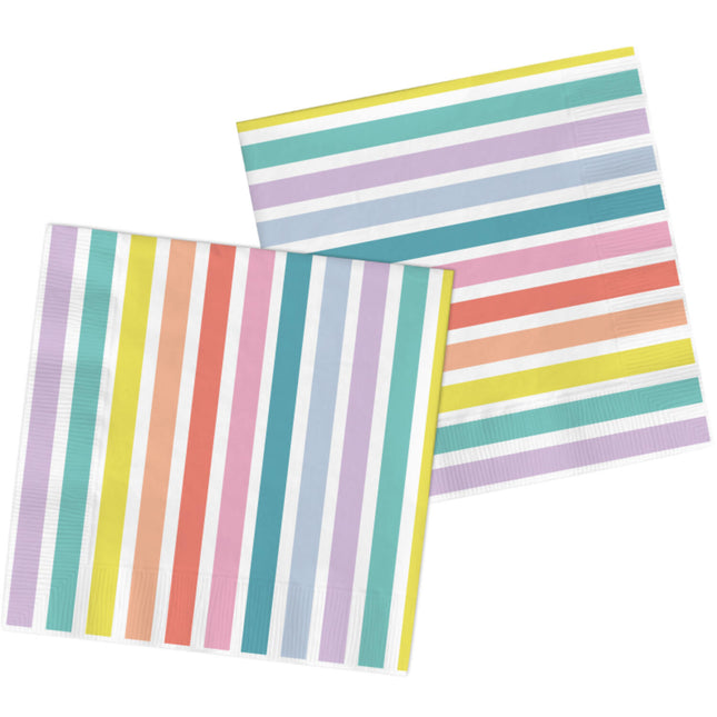 Serviettes Stripes Pastel 33cm