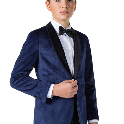 Blazer en velours bleu foncé Garçon Ado <tc>OppoSuits</tc>