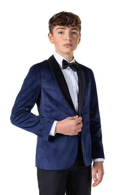 Blazer en velours bleu foncé Garçon Ado <tc>OppoSuits</tc>