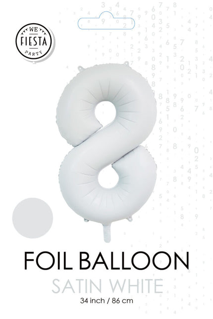 Ballon à figures blanc 8 ans brillant 86cm