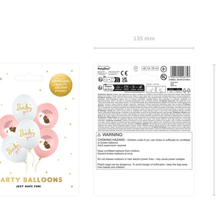 Ballons de Bébé Rose 30cm 6pcs