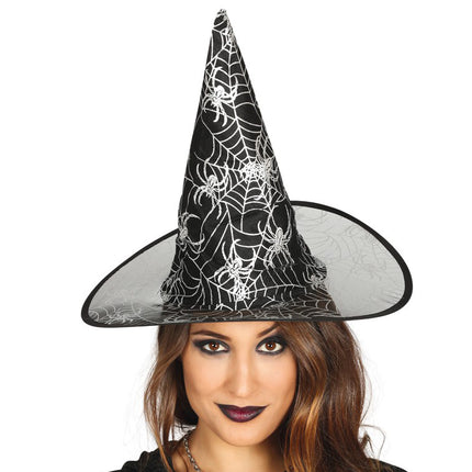 Chapeau de sorcière Halloween Toile d'araignée Noir