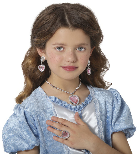 Ensemble de bijoux argent cœur rose