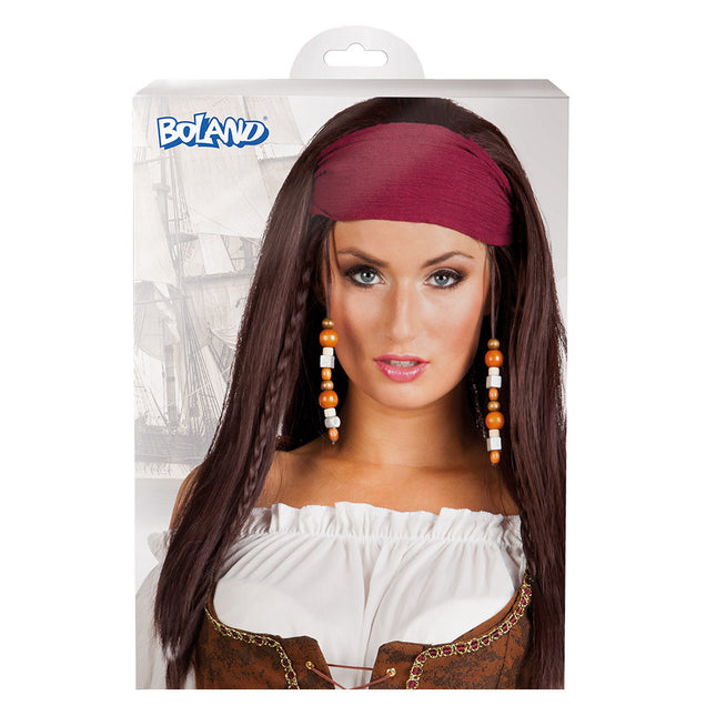 Perruque Pirate Marron Trinity avec Bandana