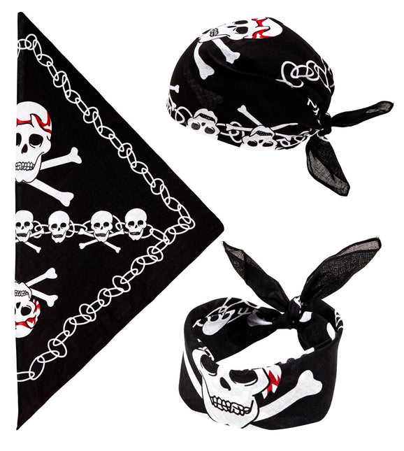 Bandana pirate noir et blanc