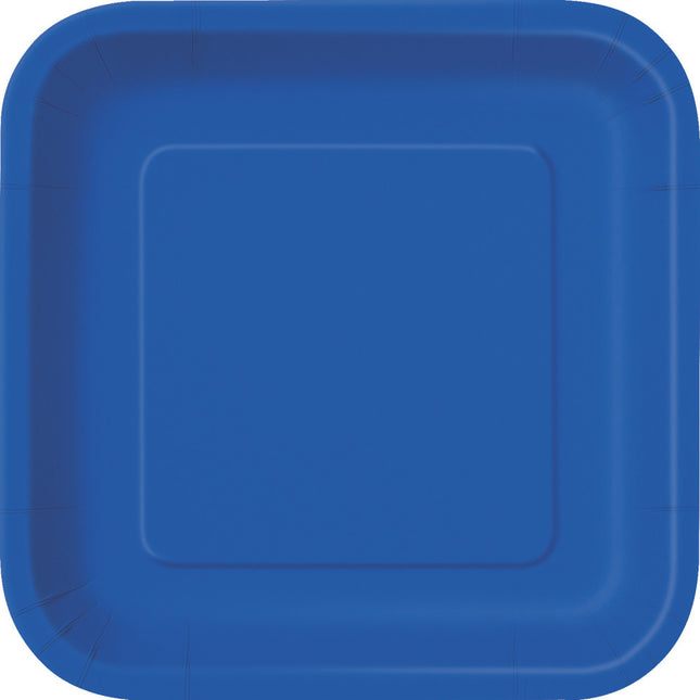 Assiettes carrées bleu 23cm 14pcs