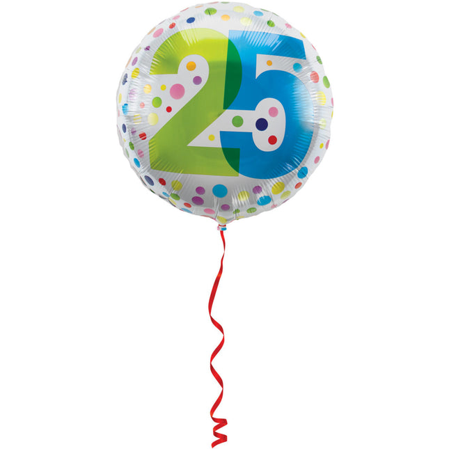 Ballon à l'hélium 25 ans Dots 45cm vide