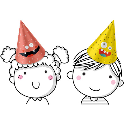 Chapeaux de fête pour monstres en papier Bash 6pcs