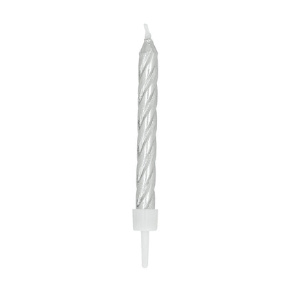 Bougies argentées de joyeux anniversaire 16pcs