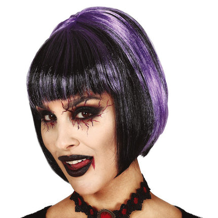 Perruque d'Halloween Bob Noir Violet