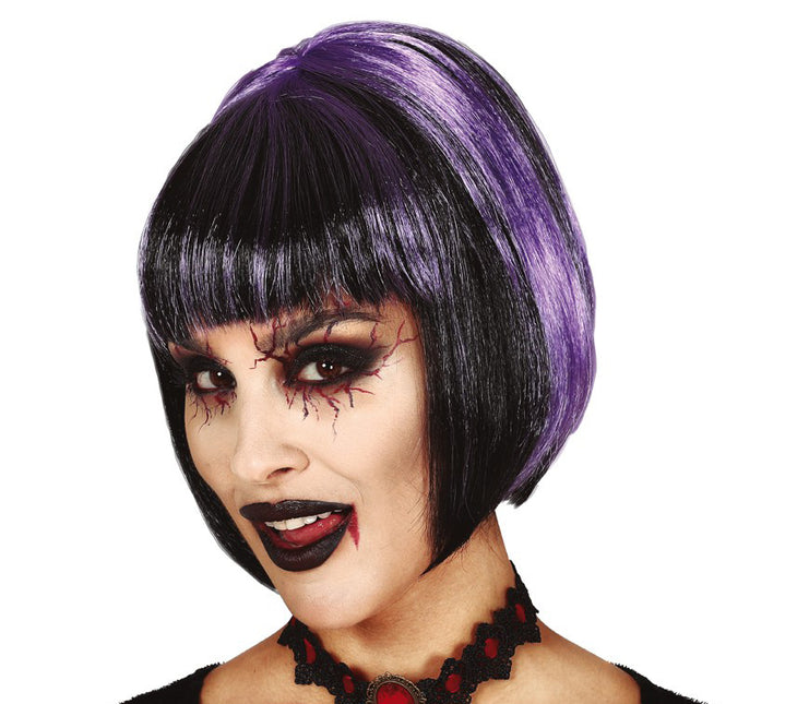 Perruque d'Halloween Bob Noir Violet