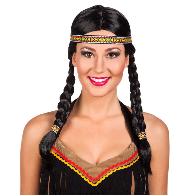 Perruque noire Kewanee avec bandeau