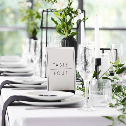 Numéros de table Noir Blanc Bois 23cm 12pcs