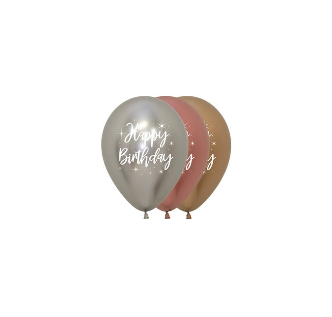 Ballons Happy Birthday Radiant Reflex Mix 12cm 50pcs