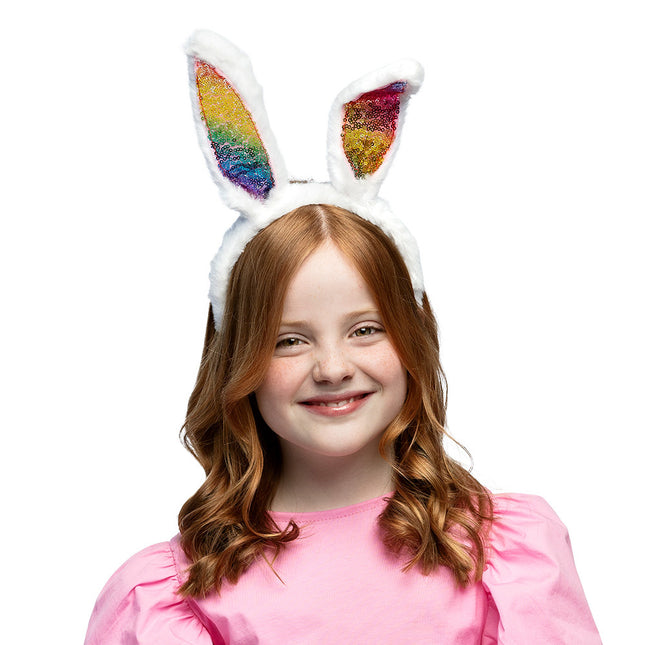 Bandeau à cheveux arc-en-ciel Lapin