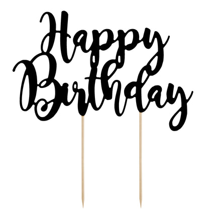 Décor de gâteau Happy Birthday Noir 22.5cm