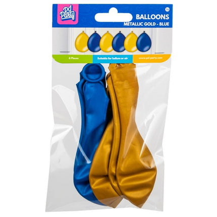 Ballons de baudruche bleus dorés métalliques 30cm 6pcs