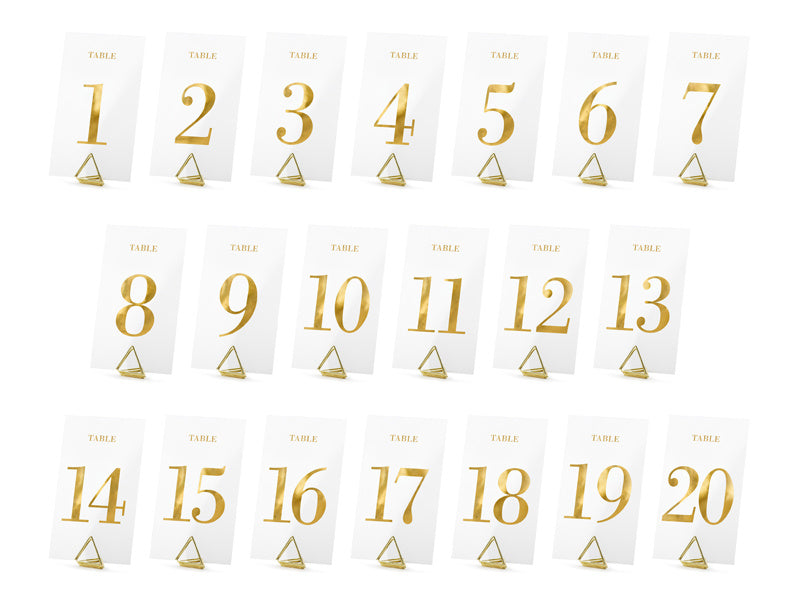 Numéros de table Chiffres d'or 12cm 20pcs