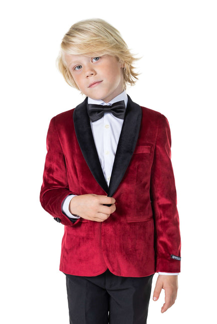 Blazer en velours rouge bordeaux Garçon <tc>OppoSuits</tc>
