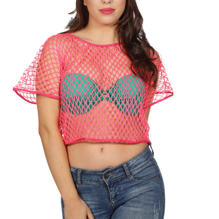 Chemise en résille rose