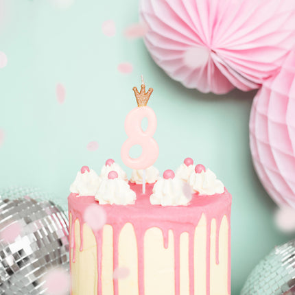 Bougie 8 ans rose pâle 9,5 cm