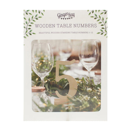 Numéros de table en bois 15cm 12pcs