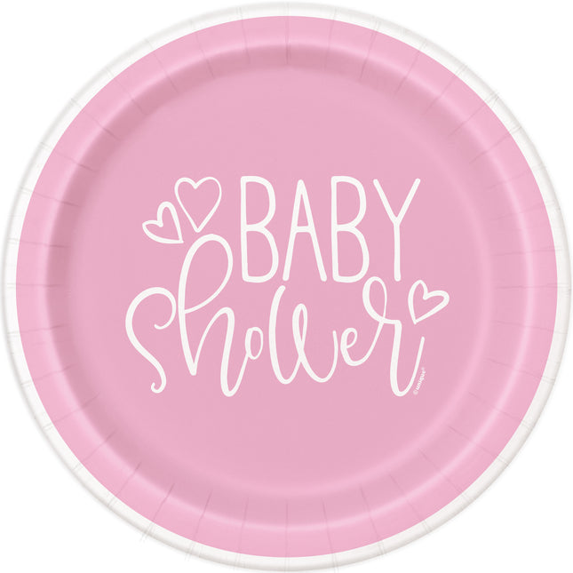 Assiettes de douche de bébé rose fille 8pcs