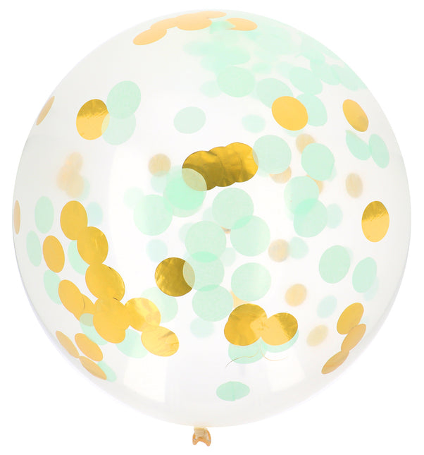 Ballon Confetti Bleu Or 61cm