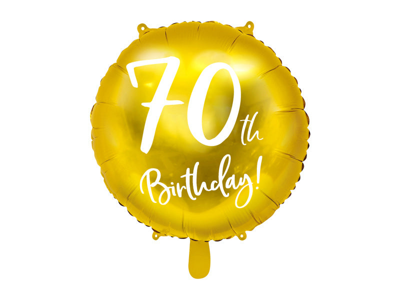 Ballon à l'hélium 70e anniversaire doré vide 45 cm