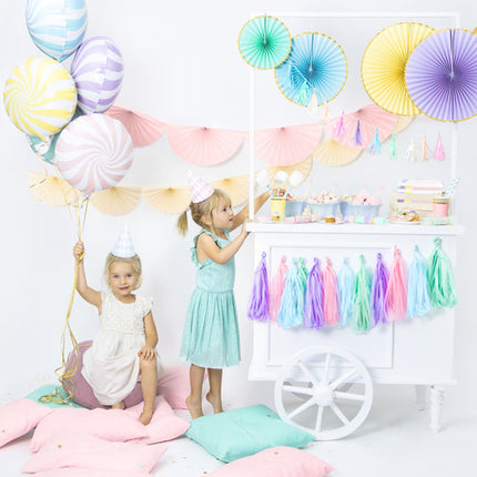 Eventails en papier or jaune clair set 23-40cm 3 pièces