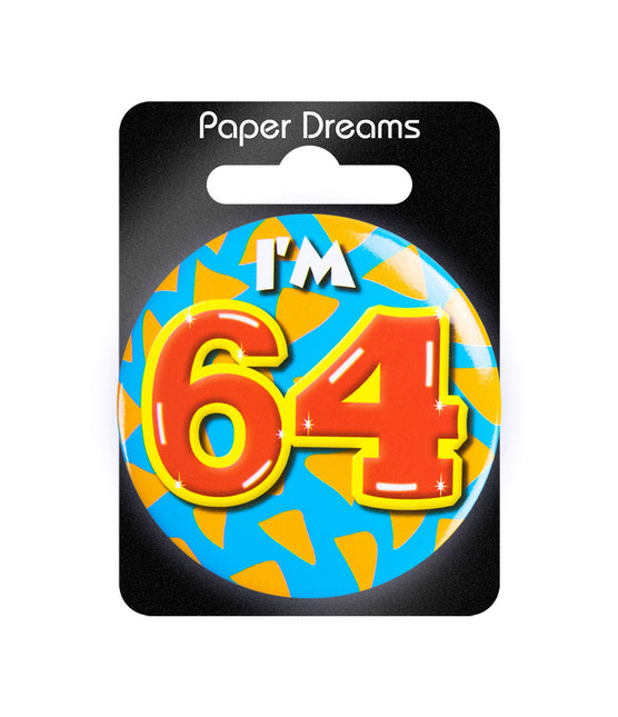 Je suis 64 Bouton 64 ans 5.5cm