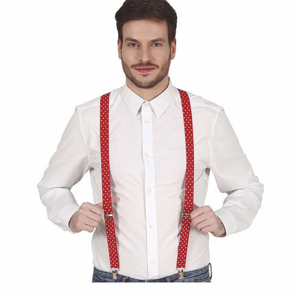 Bretelles rouges à pois