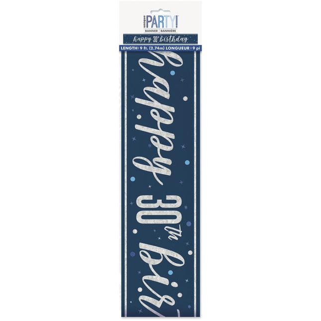 Bannière Joyeux Anniversaire Bleu 30 ans 2.74m