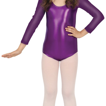 Le justaucorps violet métallisé pour fille