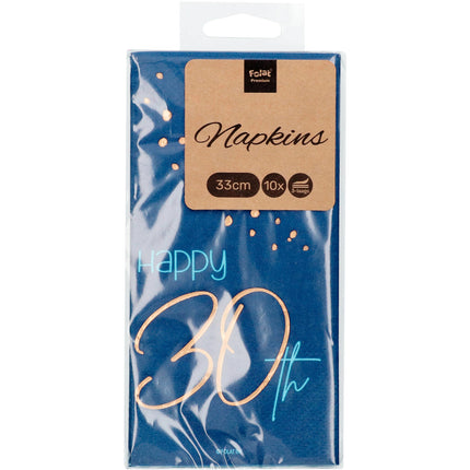 Serviettes de table 30 ans Bleu 33cm 10pcs