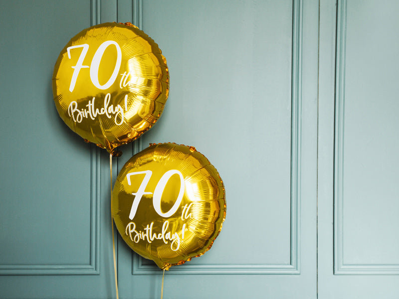 Ballon à l'hélium 70e anniversaire doré vide 45 cm