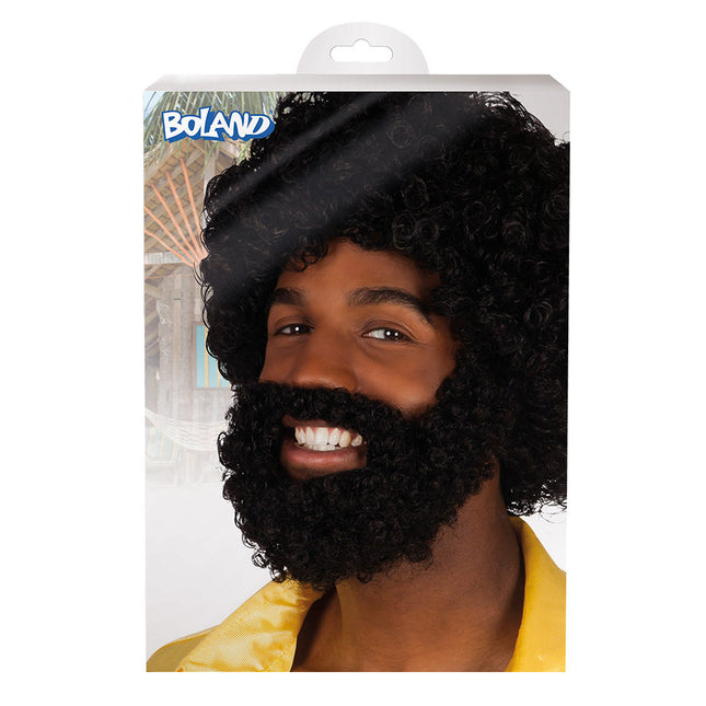 Perruque noire Rufus avec barbe