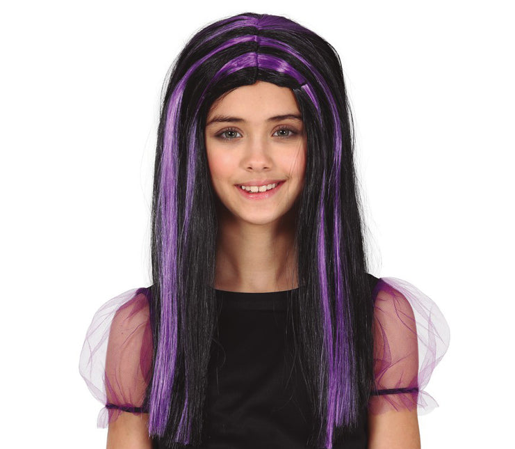 Perruque d'Halloween Rayures violettes