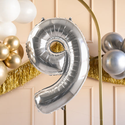 9 Year Figure Balloon Silver Empty 72cm