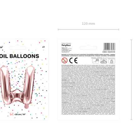 Ballon de baudruche Lettre W Or Rose Vide 35cm