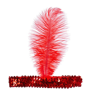 Bandeau rouge Charleston avec plume