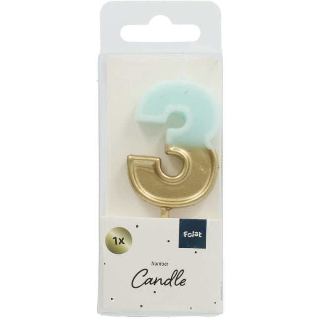 Bougie 3 ans Retro Vert Menthe 5cm