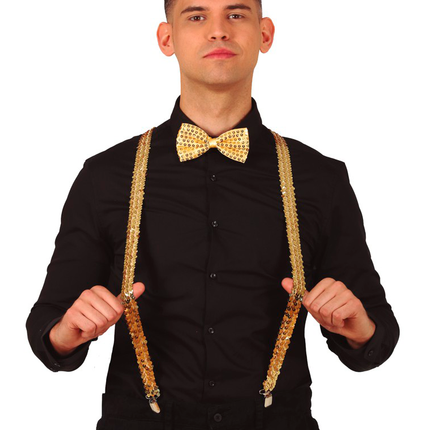 Bretelles dorées à paillettes Hommes 72cm