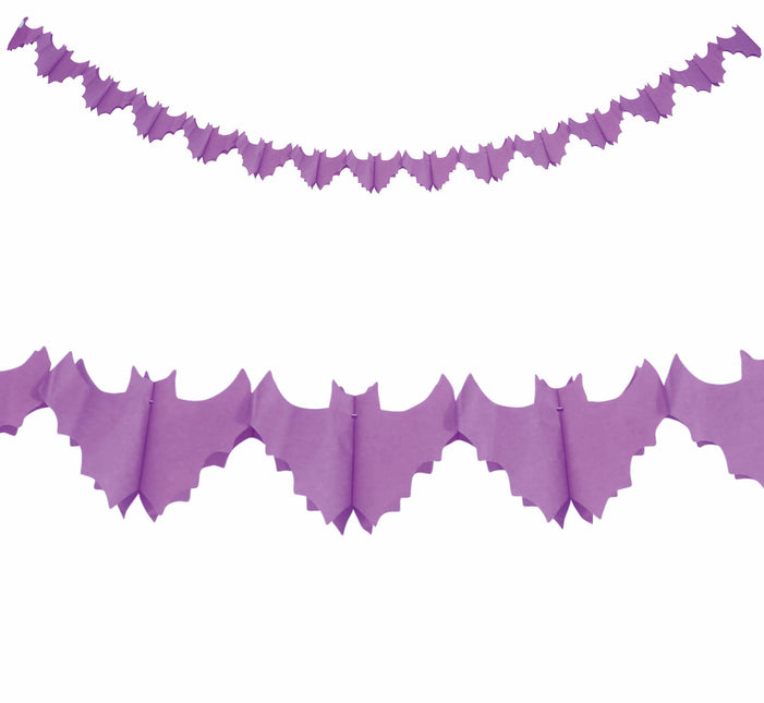 Guirlande d'Halloween Chauves-souris violettes 3m